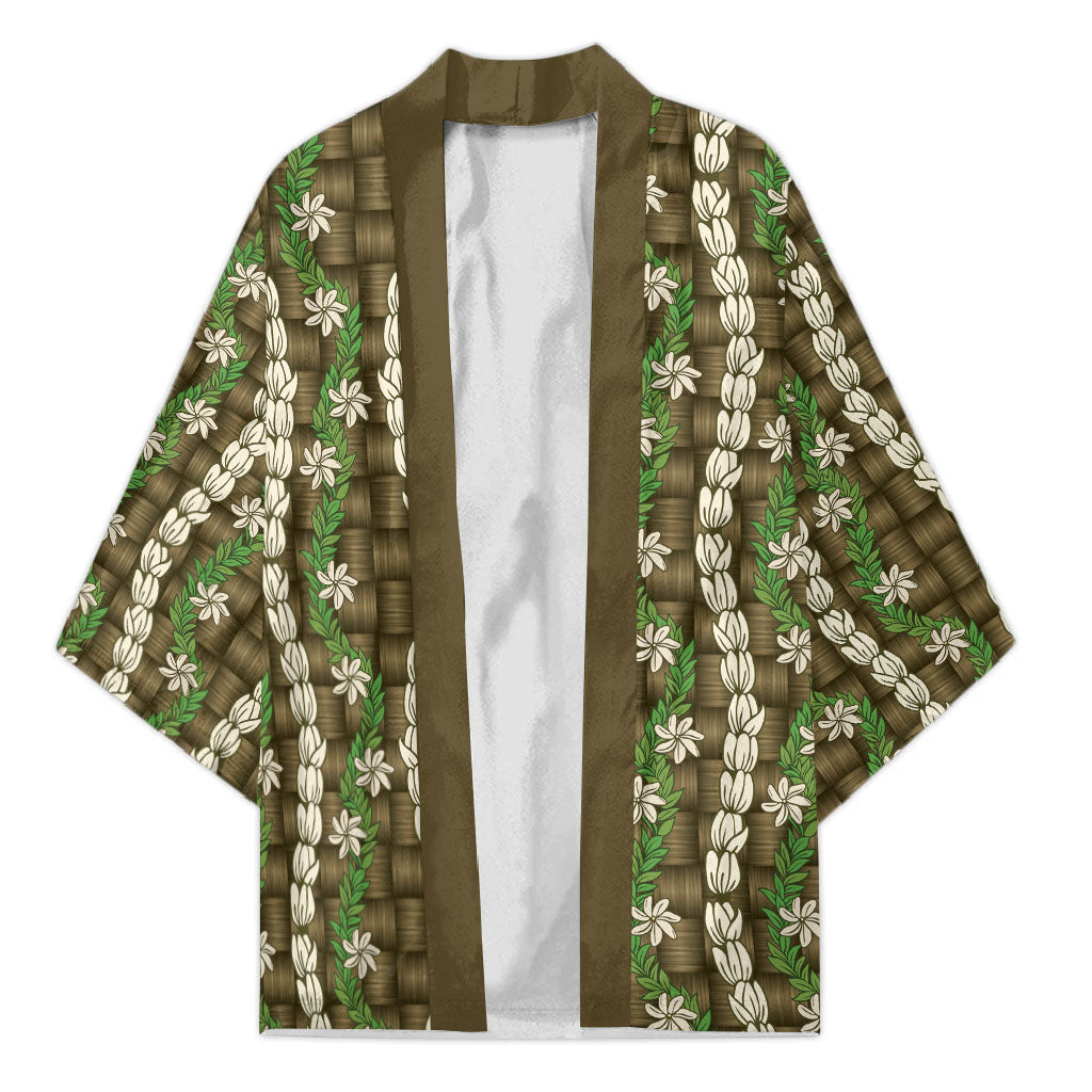 Pikake Maile Tiare Lei Kimono Natural Lauhala Pattern