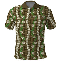 Pikake Maile Tiare Lei Polo Shirt Natural Lauhala Pattern