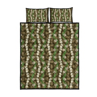 Pikake Maile Tiare Lei Quilt Bed Set Natural Lauhala Pattern
