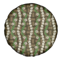 Pikake Maile Tiare Lei Spare Tire Cover Natural Lauhala Pattern