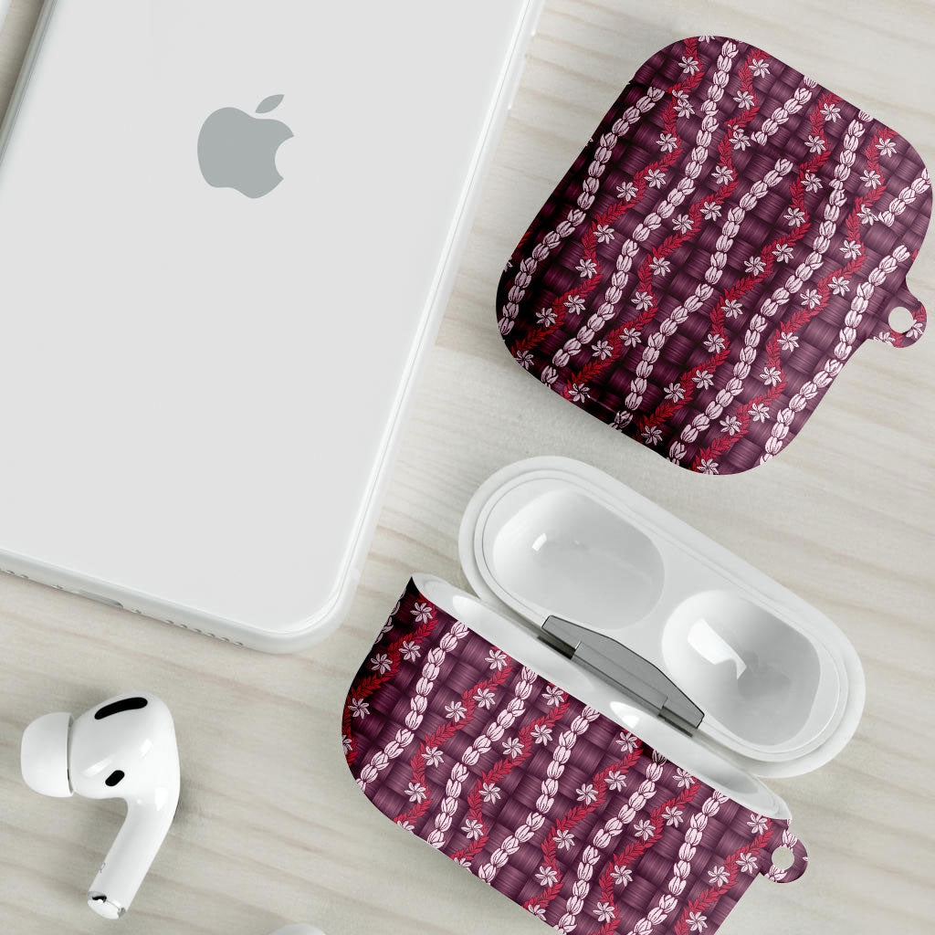 Pikake Maile Tiare Lei AirPods Case Akala Lauhala Pattern