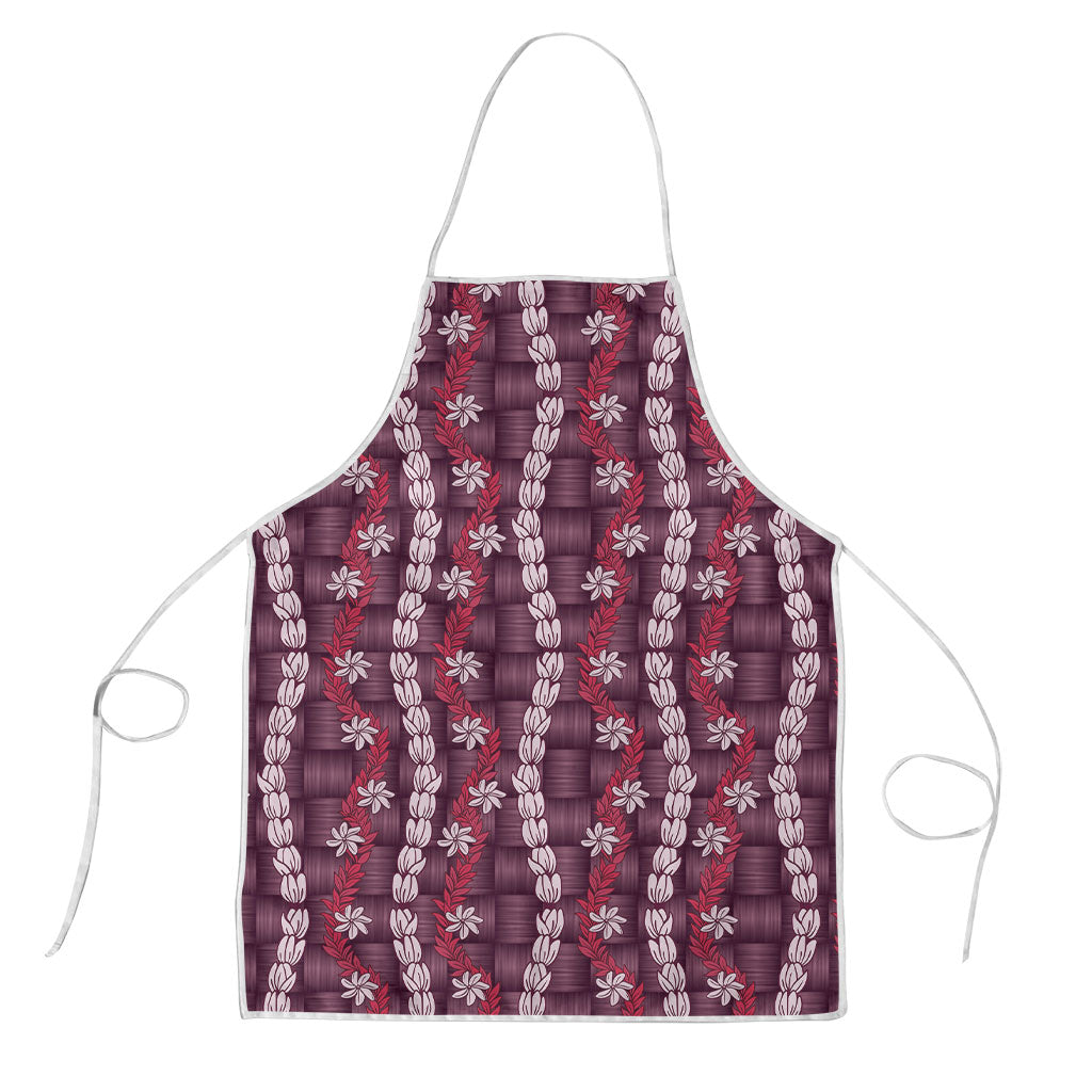 Pikake Maile Tiare Lei Apron Akala Lauhala Pattern LT01 Pink - Polynesian Pride