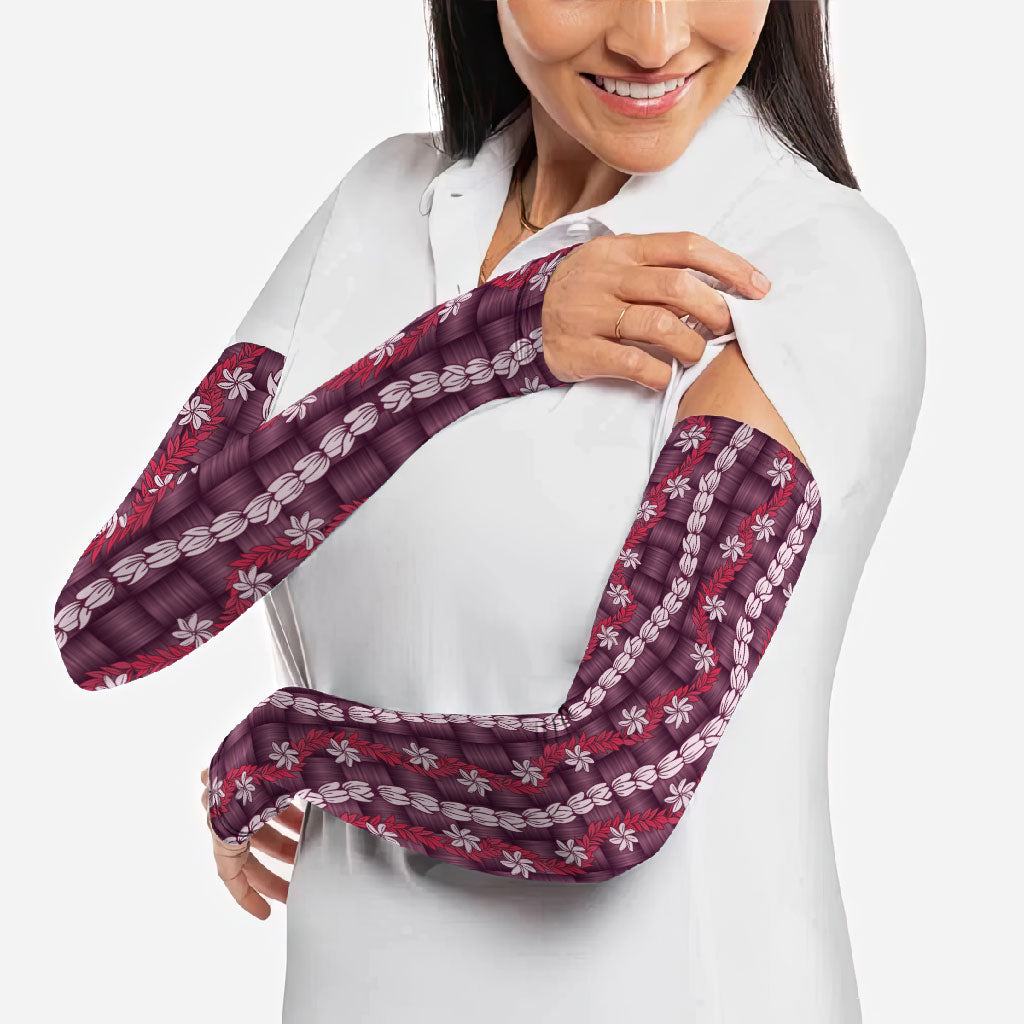 Pikake Maile Tiare Lei Arm Sleeves Akala Lauhala Pattern