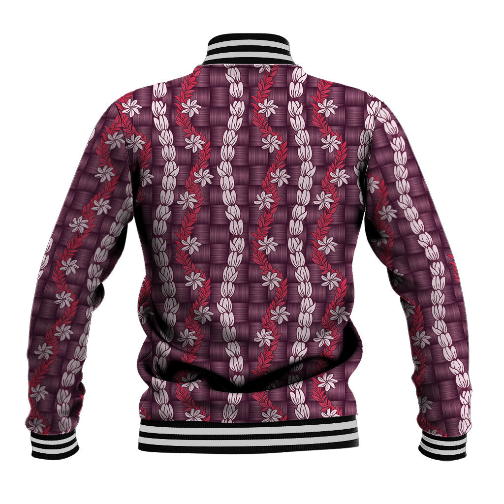 Pikake Maile Tiare Lei Baseball Jacket Akala Lauhala Pattern