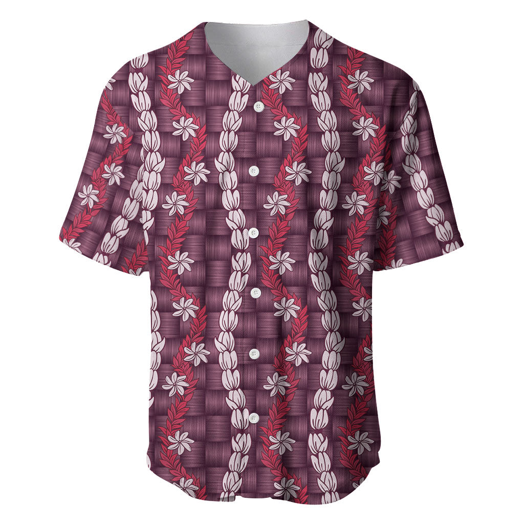 Pikake Maile Tiare Lei Baseball Jersey Akala Lauhala Pattern LT01 Pink - Polynesian Pride