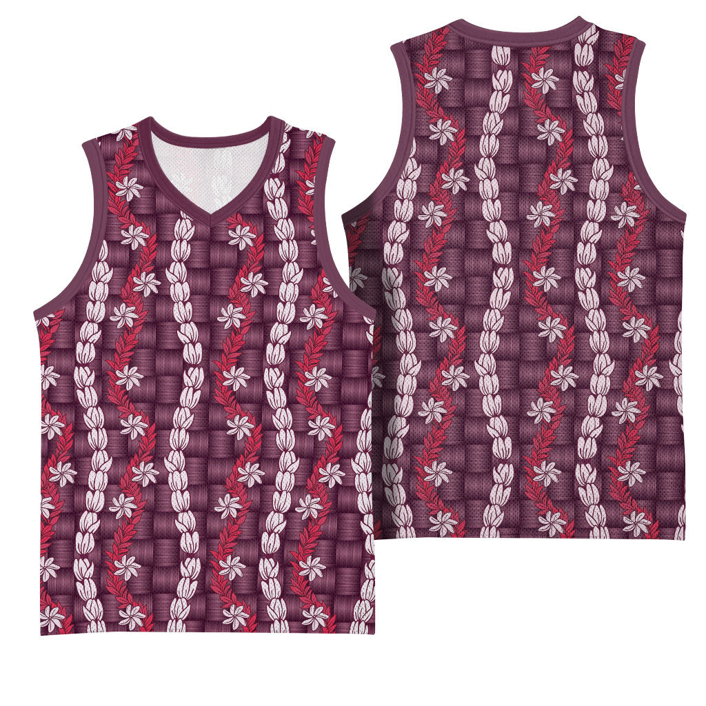 Pikake Maile Tiare Lei Basketball Jersey Akala Lauhala Pattern