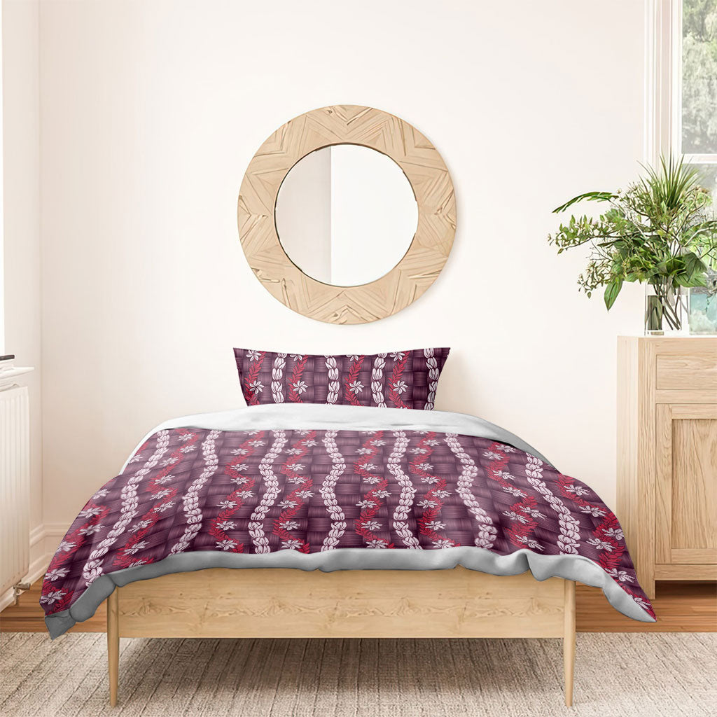 Pikake Maile Tiare Lei Bedding Set Akala Lauhala Pattern