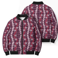 Pikake Maile Tiare Lei Bomber Puffer Jacket Akala Lauhala Pattern