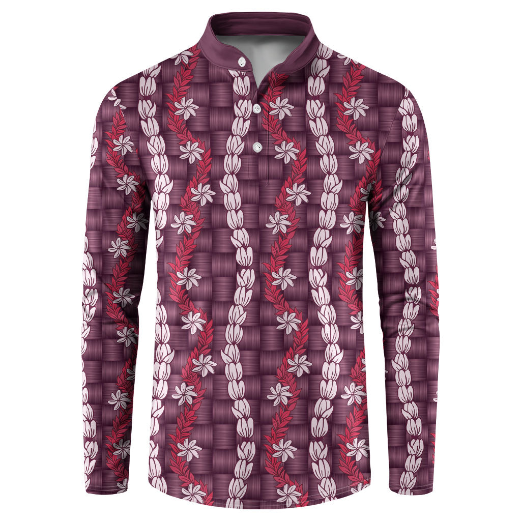 Pikake Maile Tiare Lei Button Sweatshirt Akala Lauhala Pattern LT01 Pink - Polynesian Pride