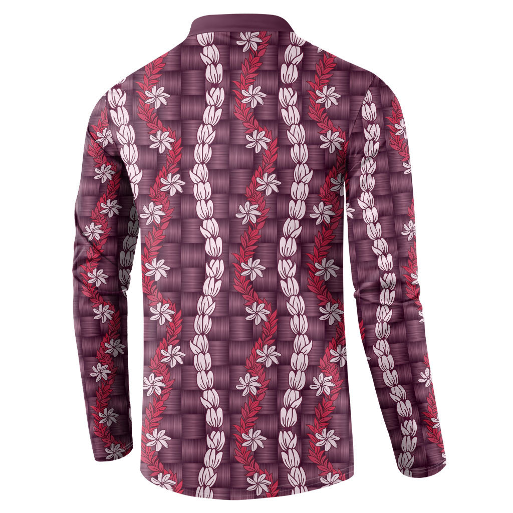 Pikake Maile Tiare Lei Button Sweatshirt Akala Lauhala Pattern