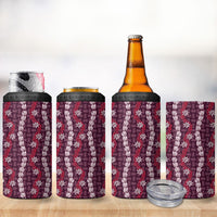 Pikake Maile Tiare Lei 4 in 1 Can Cooler Tumbler Akala Lauhala Pattern