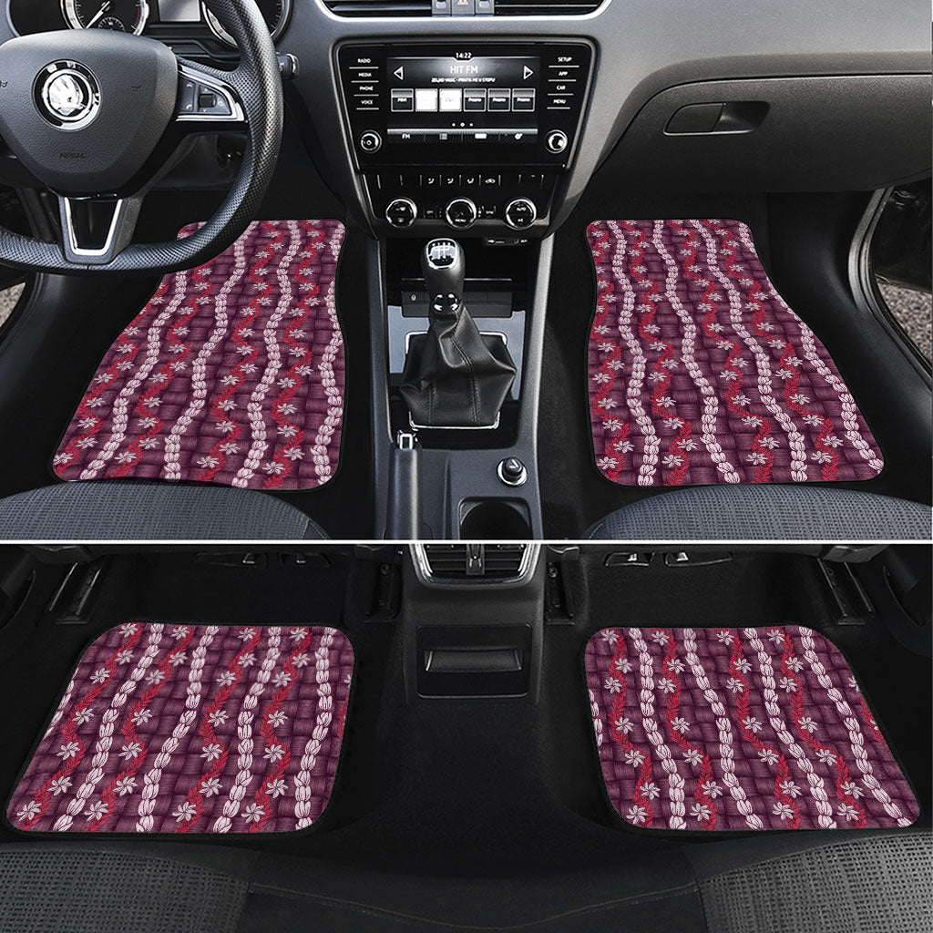 Pikake Maile Tiare Lei Car Mats Akala Lauhala Pattern LT01 Set 4pcs Pink - Polynesian Pride