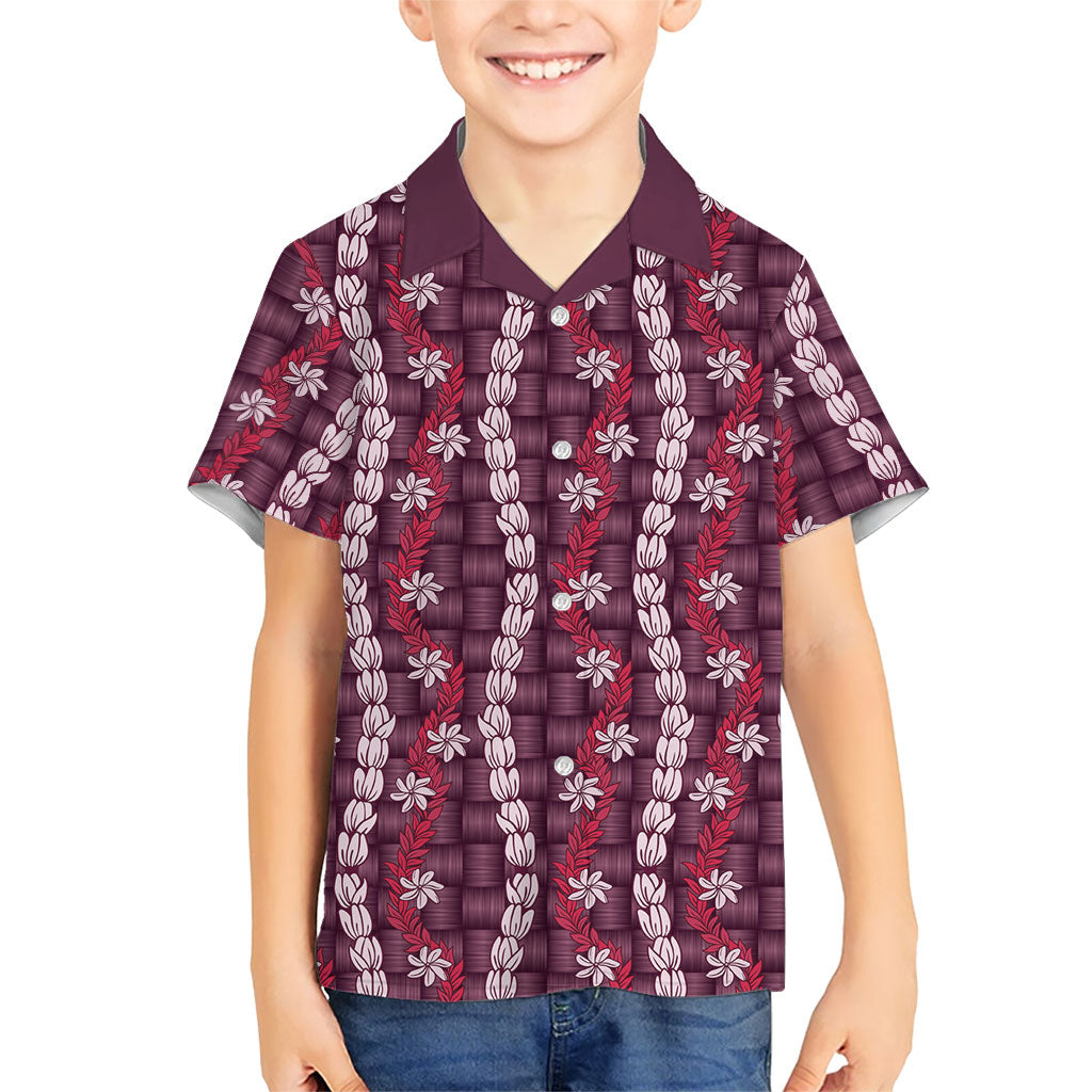 Pikake Maile Tiare Lei Family Matching Mermaid Dress and Hawaiian Shirt Akala Lauhala Pattern