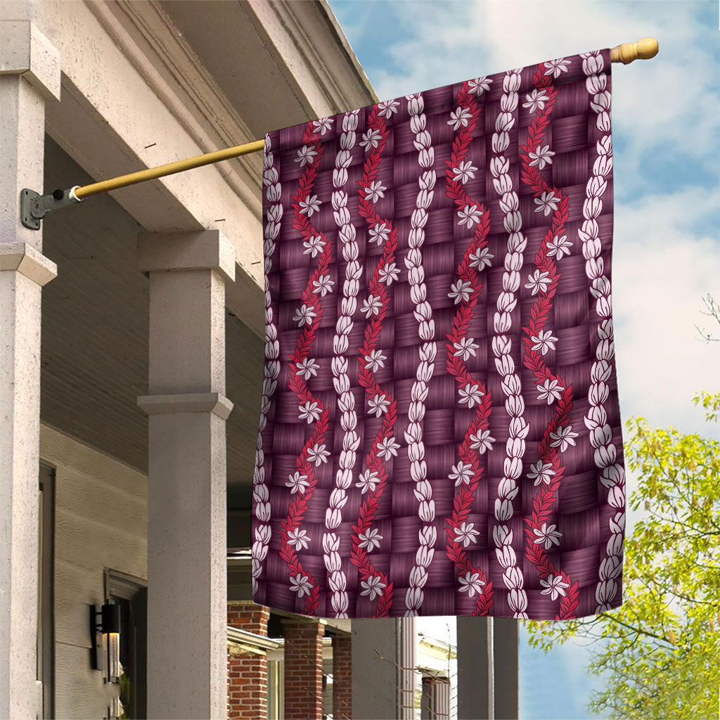 Pikake Maile Tiare Lei Garden Flag Akala Lauhala Pattern