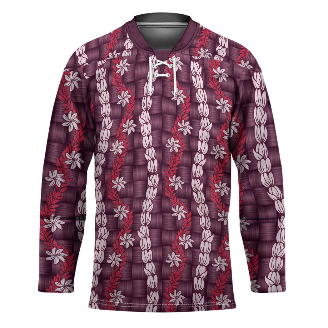 Pikake Maile Tiare Lei Hockey Jersey Akala Lauhala Pattern
