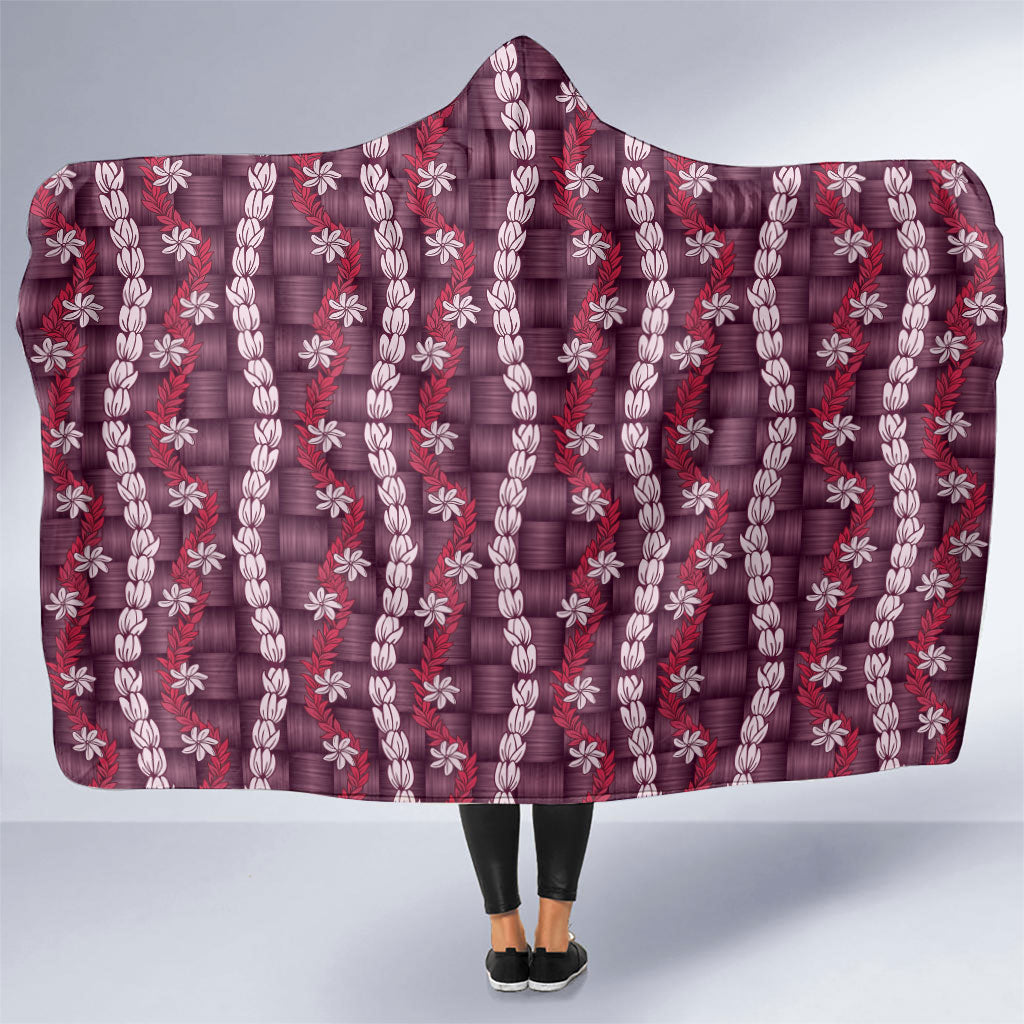 Pikake Maile Tiare Lei Hooded Blanket Akala Lauhala Pattern