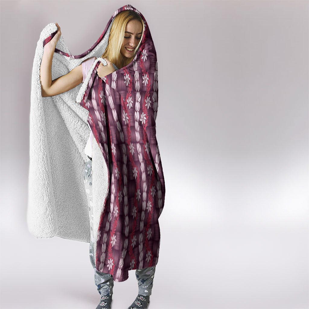 Pikake Maile Tiare Lei Hooded Blanket Akala Lauhala Pattern