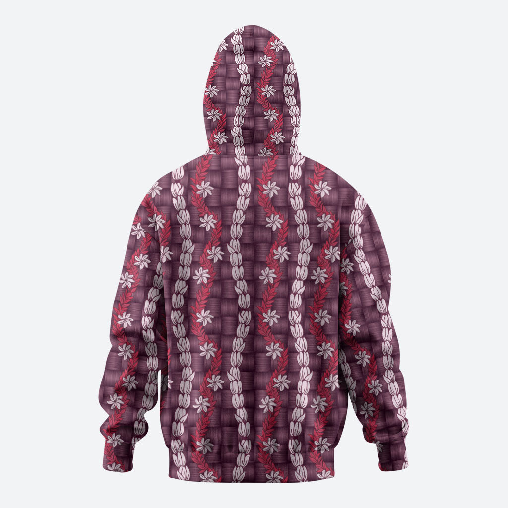 Pikake Maile Tiare Lei Hoodie Akala Lauhala Pattern