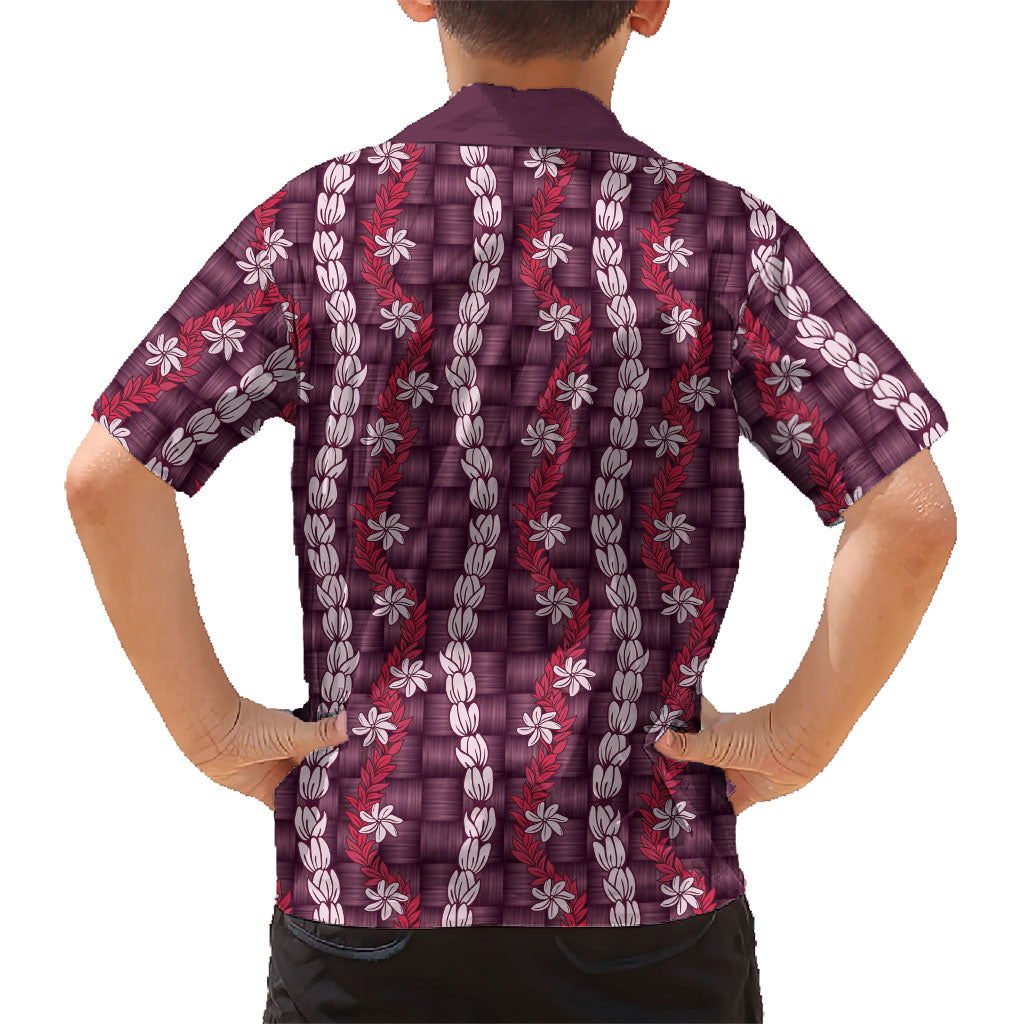 Pikake Maile Tiare Lei Kid Hawaiian Shirt Akala Lauhala Pattern