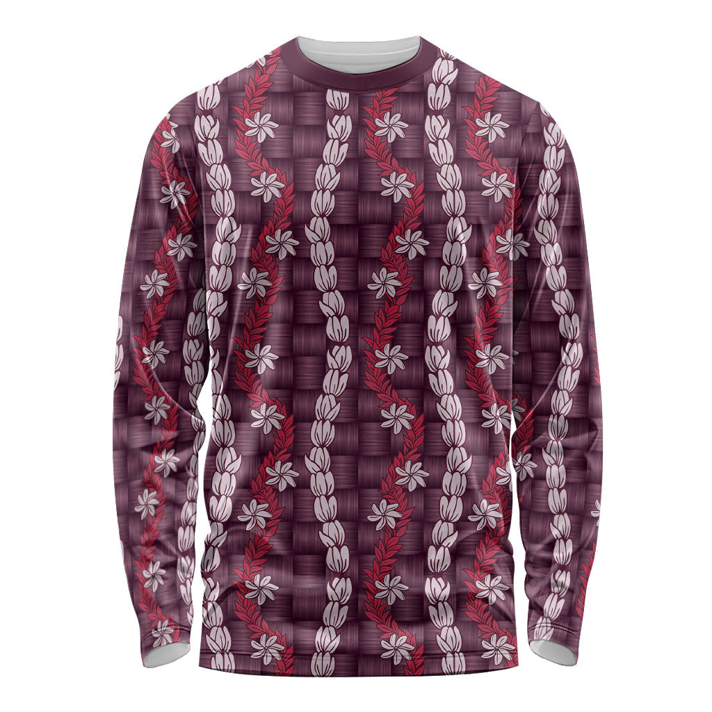 Pikake Maile Tiare Lei Long Sleeve Shirt Akala Lauhala Pattern