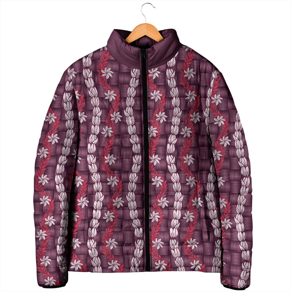 Pikake Maile Tiare Lei Padded Jacket Akala Lauhala Pattern