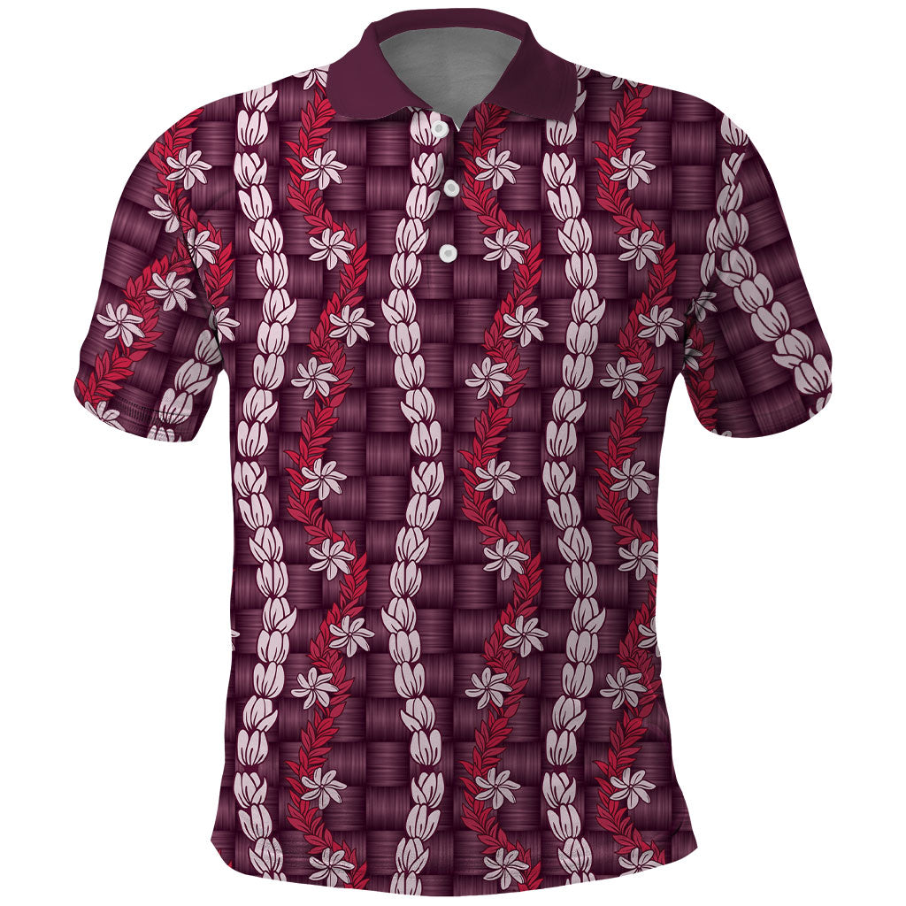 Pikake Maile Tiare Lei Polo Shirt Akala Lauhala Pattern LT01 Pink - Polynesian Pride