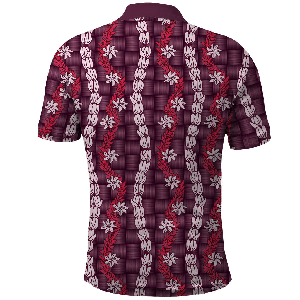 Pikake Maile Tiare Lei Polo Shirt Akala Lauhala Pattern