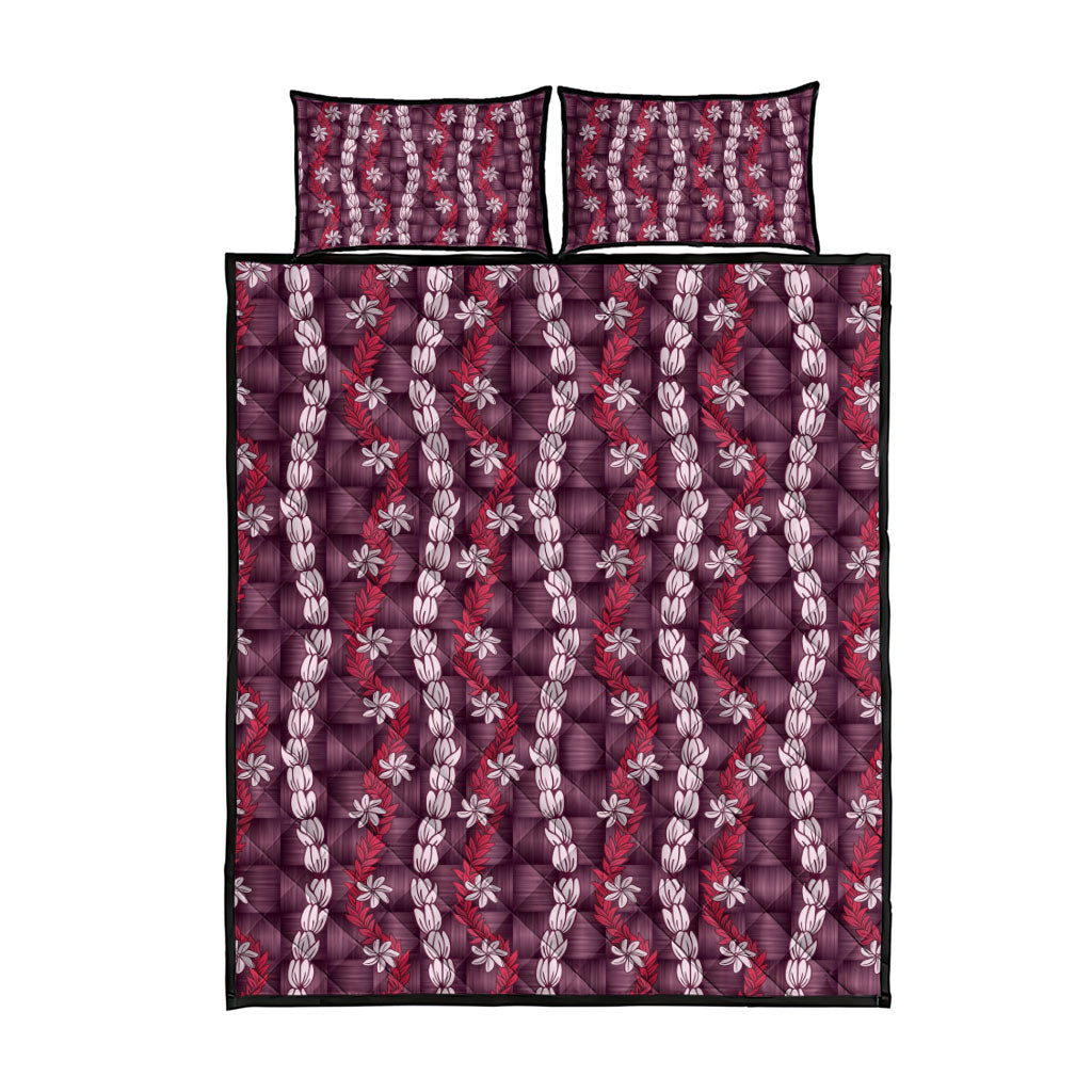 Pikake Maile Tiare Lei Quilt Bed Set Akala Lauhala Pattern
