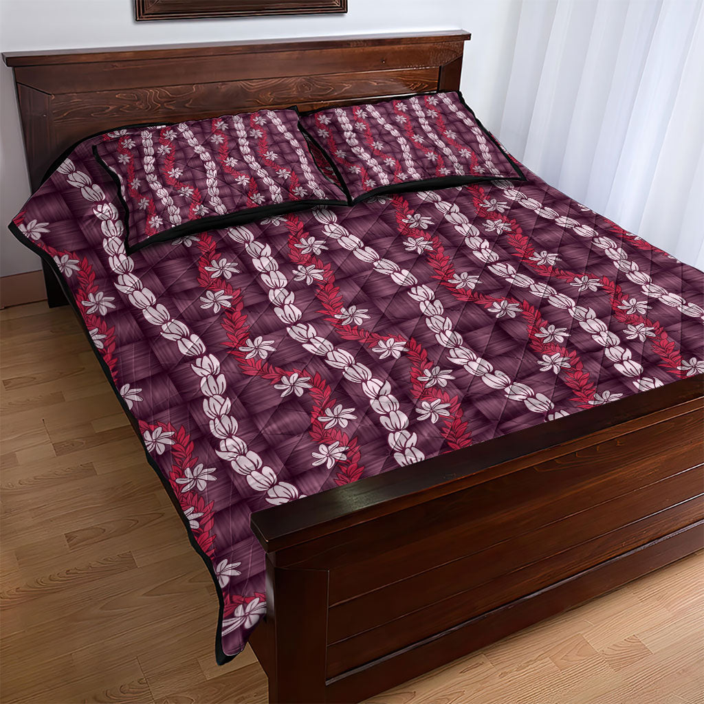 Pikake Maile Tiare Lei Quilt Bed Set Akala Lauhala Pattern
