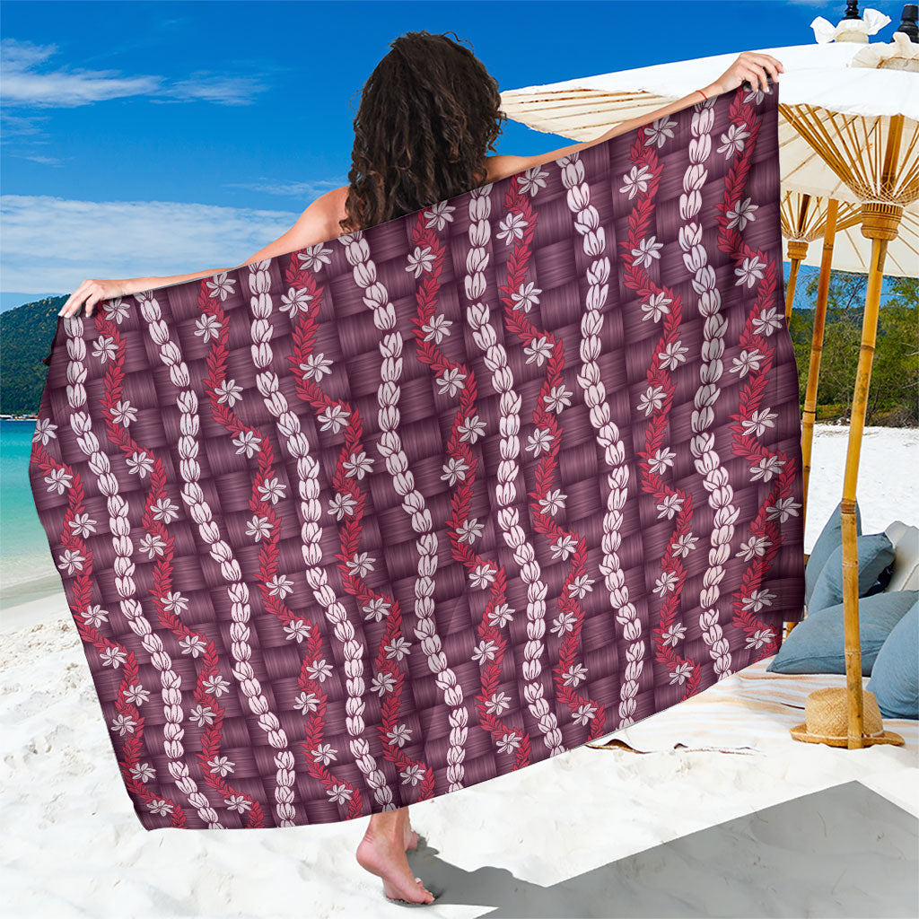 Pikake Maile Tiare Lei Sarong Akala Lauhala Pattern LT01 One Size 44 x 66 inches Pink - Polynesian Pride