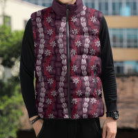 Pikake Maile Tiare Lei Sleeveless Puffer Jacket Akala Lauhala Pattern