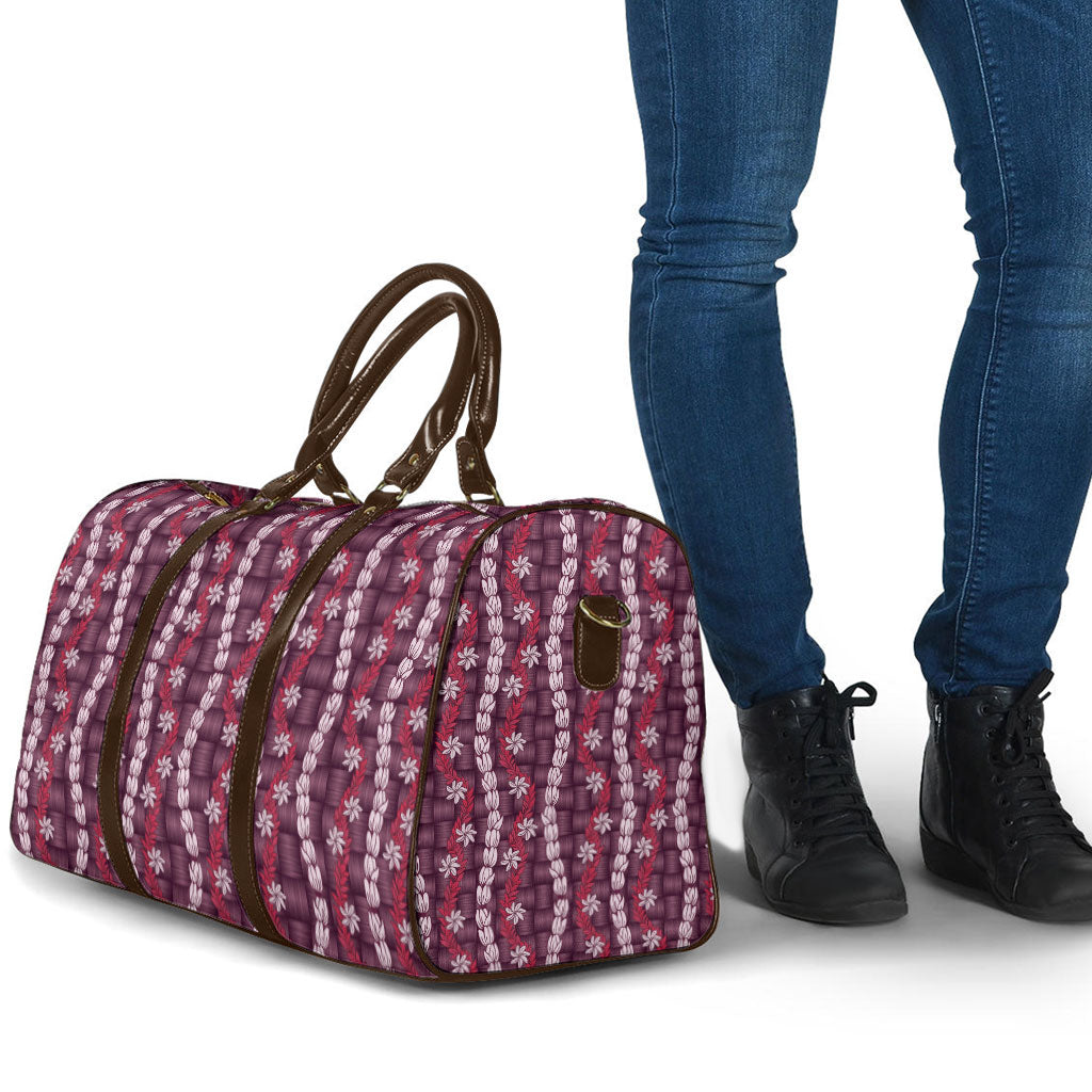 Pikake Maile Tiare Lei Travel Bag Akala Lauhala Pattern