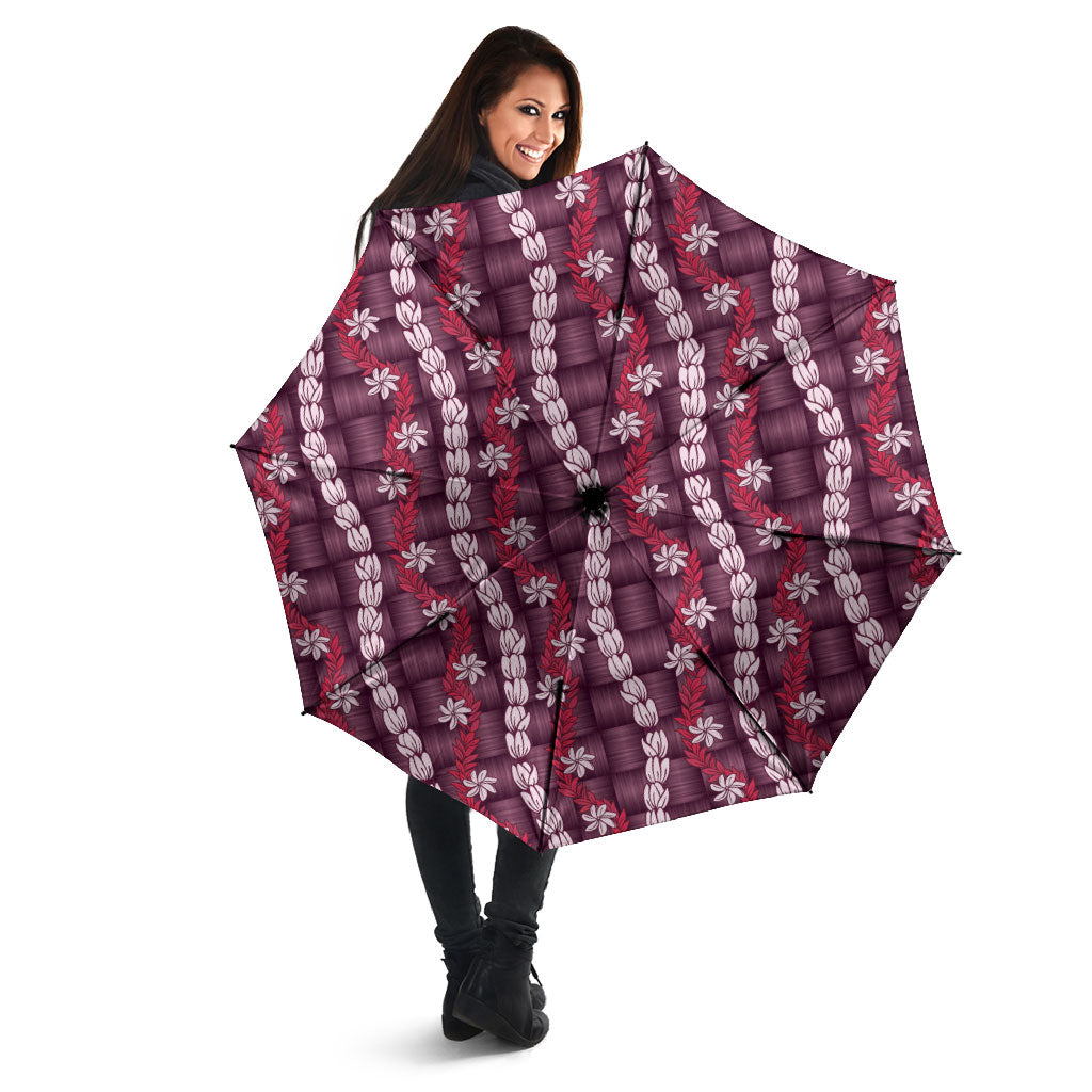Pikake Maile Tiare Lei Umbrella Akala Lauhala Pattern