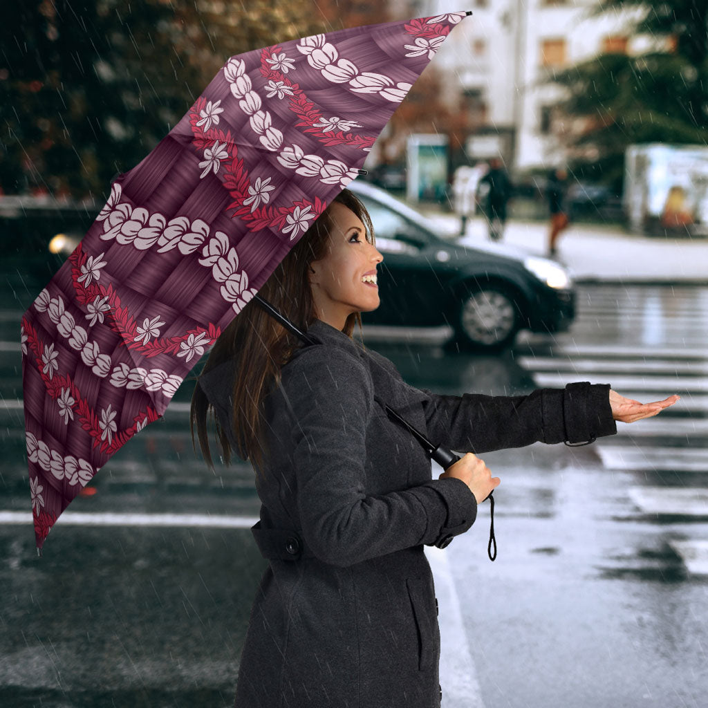 Pikake Maile Tiare Lei Umbrella Akala Lauhala Pattern