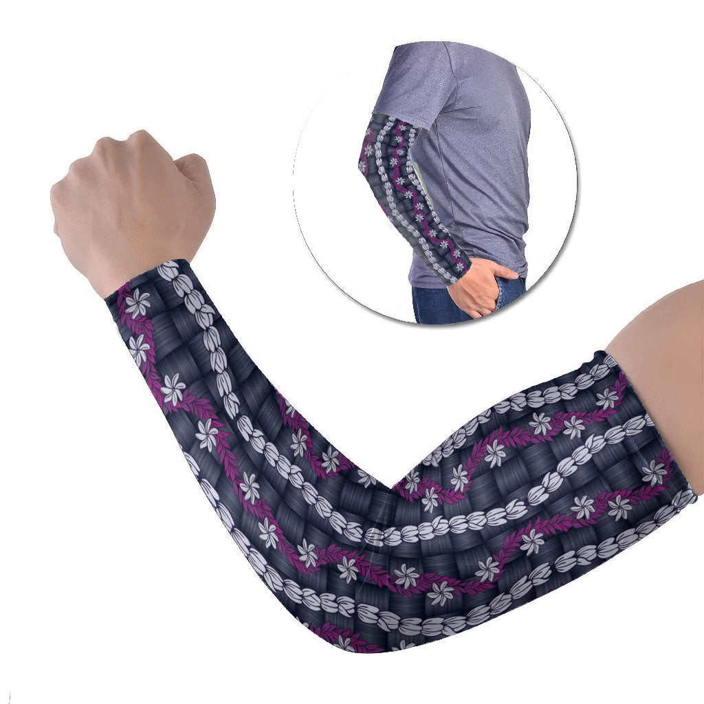 Pikake Maile Tiare Lei Arm Sleeves Poni Lauhala Pattern