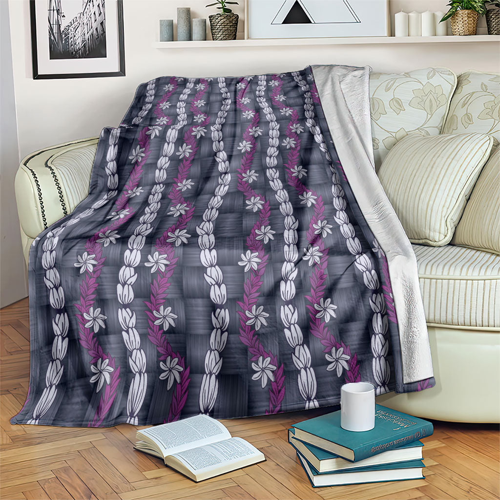 Pikake Maile Tiare Lei Blanket Poni Lauhala Pattern LT01 Purple - Polynesian Pride
