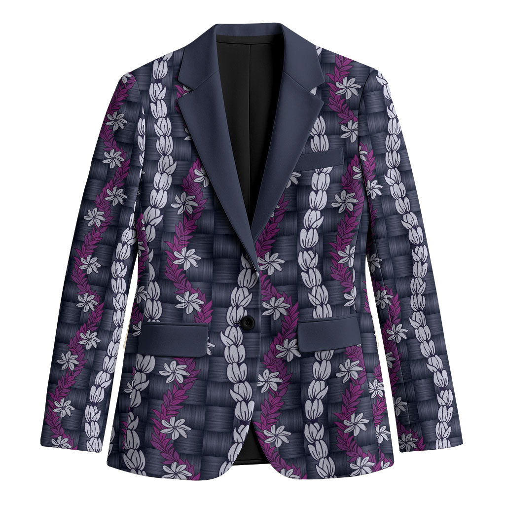Pikake Maile Tiare Lei Blazer Poni Lauhala Pattern LT01 Unisex Purple - Polynesian Pride