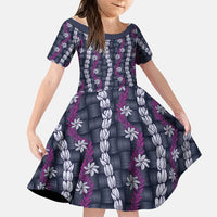 Pikake Maile Tiare Lei Family Matching Off The Shoulder Long Sleeve Dress and Hawaiian Shirt Poni Lauhala Pattern
