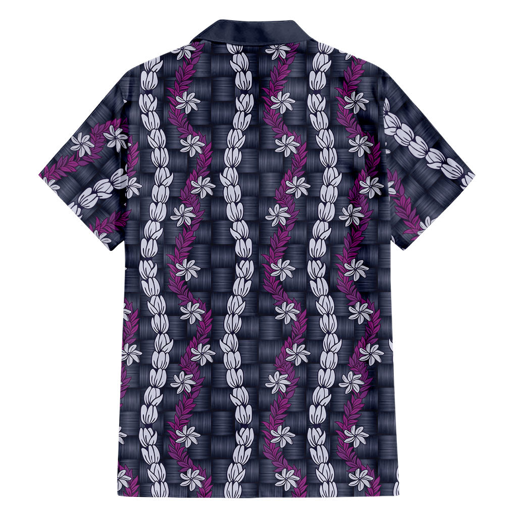 Pikake Maile Tiare Lei Family Matching Off Shoulder Maxi Dress and Hawaiian Shirt Poni Lauhala Pattern