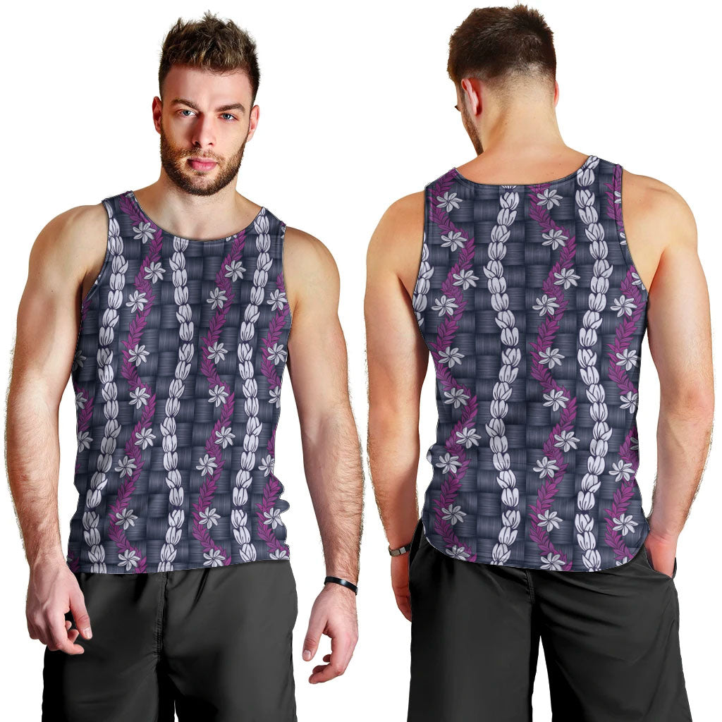 Pikake Maile Tiare Lei Men Tank Top Poni Lauhala Pattern