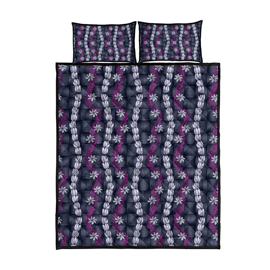 Pikake Maile Tiare Lei Quilt Bed Set Poni Lauhala Pattern