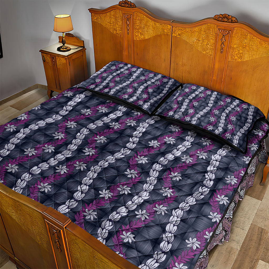 Pikake Maile Tiare Lei Quilt Bed Set Poni Lauhala Pattern