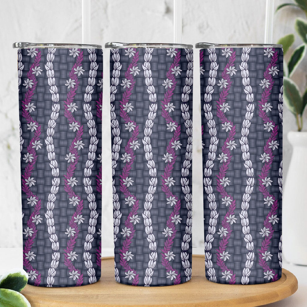 Pikake Maile Tiare Lei Skinny Tumbler Poni Lauhala Pattern