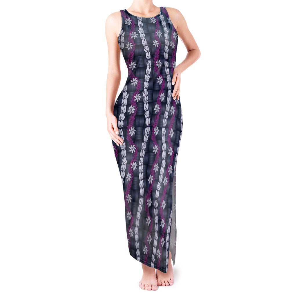 Pikake Maile Tiare Lei Tank Maxi Dress Poni Lauhala Pattern