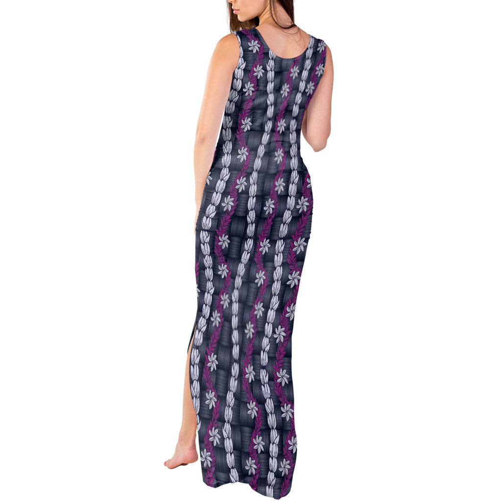 Pikake Maile Tiare Lei Tank Maxi Dress Poni Lauhala Pattern