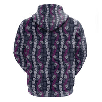 Pikake Maile Tiare Lei Zip Hoodie Poni Lauhala Pattern