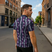 Pikake Maile Tiare Lei Zipper Polo Shirt Poni Lauhala Pattern