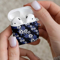 Hawaiian Hibiscus Tribal Floral Blue AirPods Case Polynesian Tapa Pattern - Polynesian Pride