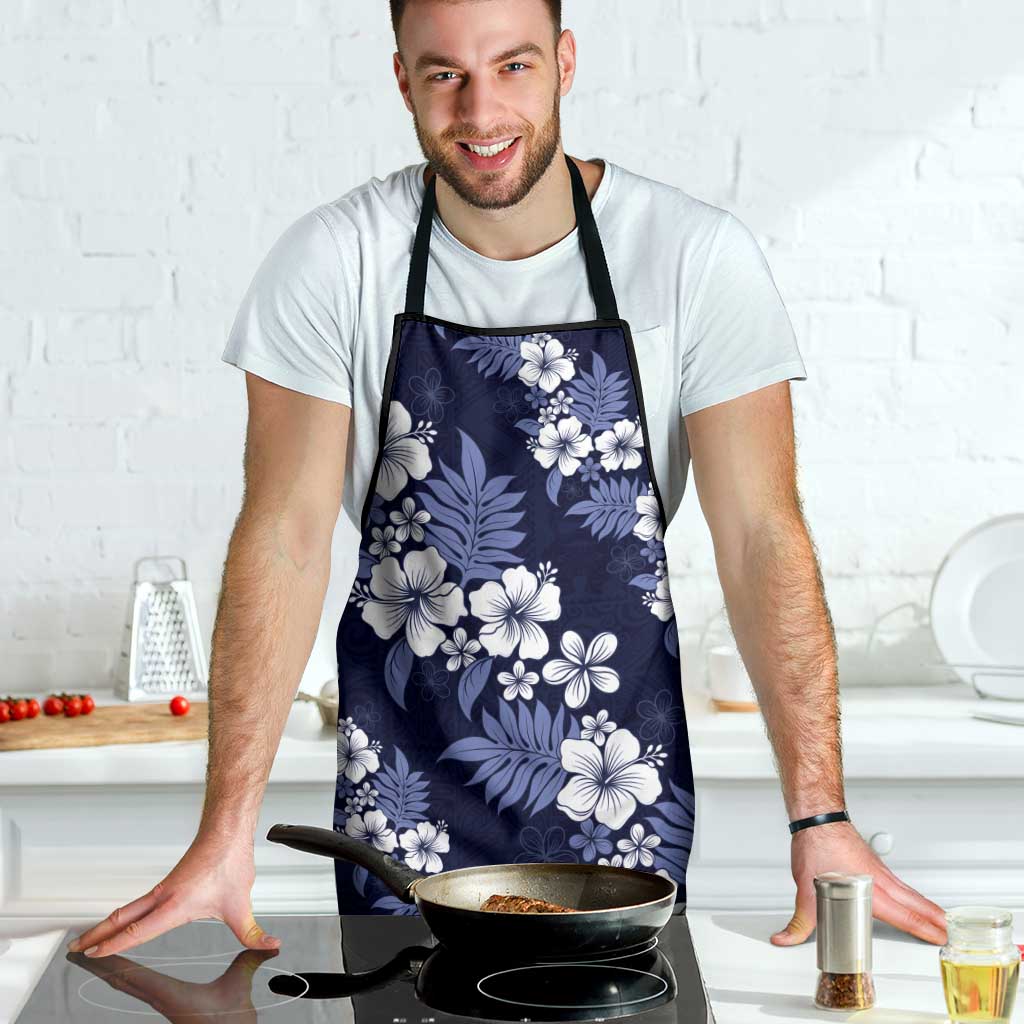 Hawaiian Hibiscus Tribal Floral Blue Apron Polynesian Tapa Pattern - Polynesian Pride