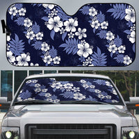 Hawaiian Hibiscus Tribal Floral Blue Auto Sun Shade Polynesian Tapa Pattern - Polynesian Pride